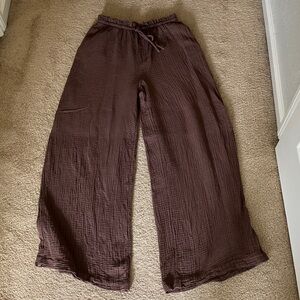 Universal Thread chocolate brown cotton gauze wide leg pants size S